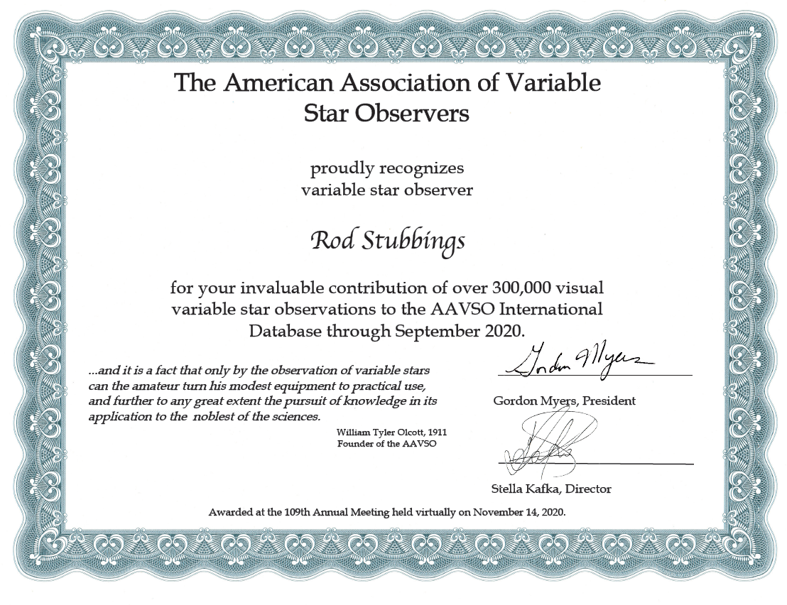 300,000 observations certificate